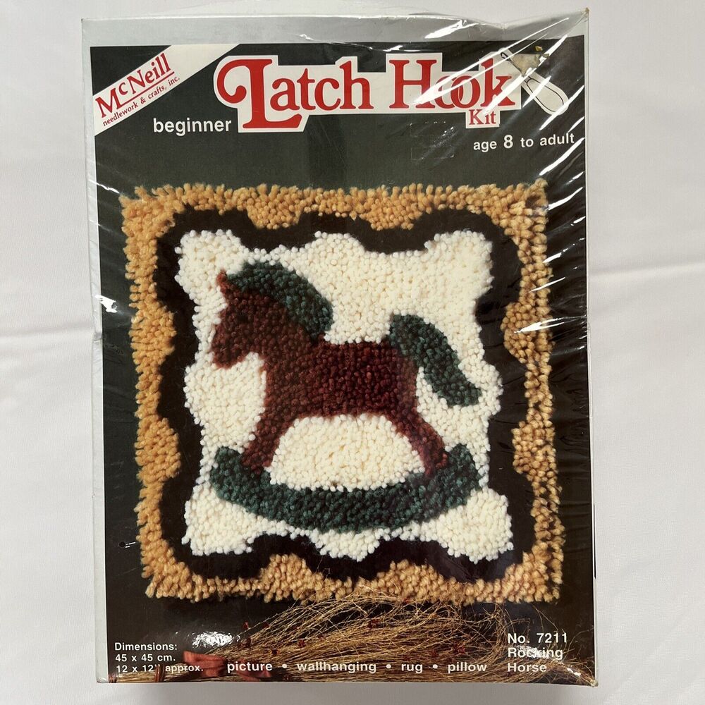McNeill Latch Hook Kit Beginner Rocking Horse 7211 Age 8 Up 12x12 In Craft